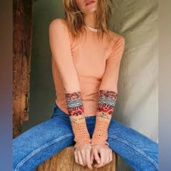 Free People Mix Cuff Thermal Desert Orange Size Small - Picture 2 of 9